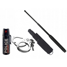 Pałka teleskopowa BATON MFH 21'' + kajdanki + GAZ-MFH