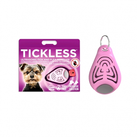 Ultradźwiękowy odstraszacz kleszczy TickLess PETS różowy - na kleszcze i pchły dla zwierząt, psów, kotów - doczepiany do obro...
