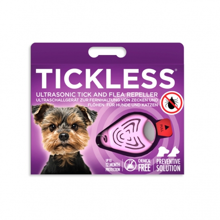 Ultradźwiękowy odstraszacz kleszczy TickLess PETS różowy - na kleszcze i pchły dla zwierząt, psów, kotów - doczepiany do obro...