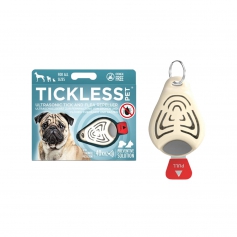 Ultradźwiękowy odstraszacz kleszczy TickLess PETS beżowy - na kleszcze i pchły dla zwierząt, psów, kotów - doczepiany do obro...