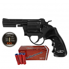 Rewolwer hukowy alarmowy BAFLO 9/ FENIX 4 cale + Amunicja PTG 6mm long 100 szt. + 50 rac hukowych RP1-Start-Mateja