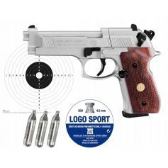 Wiatrówka UMAREX Beretta 92FS NIKIEL DREWNO Zestaw-Umarex