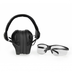 Ochronniki słuchu aktywne RealHunter ACTIVE Pro CZARNE + okulary ochronne PROTECT - wzmacnianie cichych dźwięków