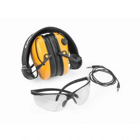 Ochronniki słuchu aktywne RealHunter ACTiVE Pro POMARAŃCZOWE + okulary ochronne Protect - wzmacnianie cichych dźwięków-RealHu...