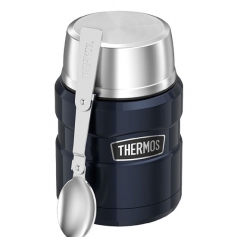 Termos obiadowy Thermos King 470ml z łyżką granatowy - nakrętka naczynie, ciepło 9h lub zimno 14h-Thermos