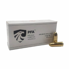 AMUNICJA 9x19 PFA Polska Fabryka Amunicji FMJ 8 g - opakowanie 50 szt.-PFA POLSKA FABRYKA AMUNICJI