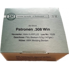 Amunicja .308WIN SM 9,6g/148gr FMJ opakowanie 20szt.-SM Germany