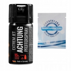 Gaz Pieprzowy Achtung eXtrem Strumień 40 ml 15% OC + chusteczka-