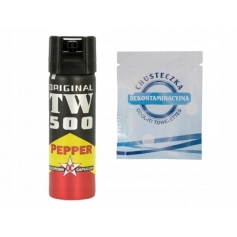 Gaz pieprzowy TW_500 strumień żel 63ml obronny + chusteczka neutralizująca-