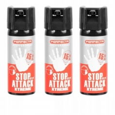 3 x Gaz pieprzowy mocny obronny Perfecta Attack Xtreme 50ml Strumień 15% OC-