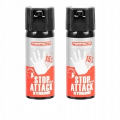 2 x Gaz pieprzowy mocny obronny Perfecta Attack Xtreme 50ml Strumień 15% OC-