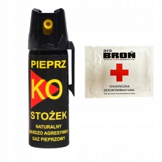 Gaz pieprzowy obezwładniający KO FOG 50 ml - stożek chmura + chusteczka-