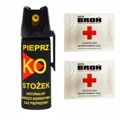 Gaz pieprzowy obezwładniający KO FOG 50 ml - stożek chmura + 2 x chusteczka-