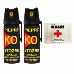 2 x Gaz pieprzowy obezwładniający KO FOG 50 ml - stożek chmura + chusteczka-