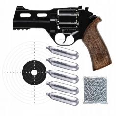 Zestaw Rewolwer wiatrówka Black Ops Rhino 40DS 4,5 mm + 5 CO2 + BB + tarcze-