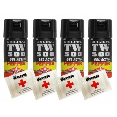 4 x Gaz pieprzowy TW_500 strumień żel 40ml obronny + 4 x chusteczka na gaz-