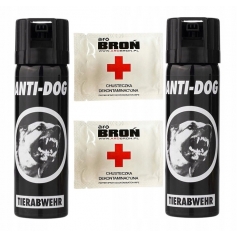 2 x Gaz pieprzowy ANTI DOG 63ml do obrony na psy + 2 x chusteczka-
