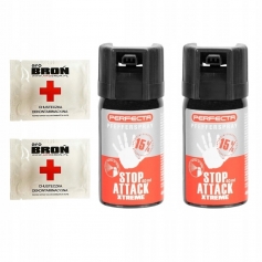 2x Gaz pieprzowy Perfecta 40 ml Stop Attack Xtreme stożek + 2x chusteczka-