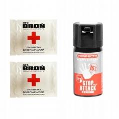 Gaz pieprzowy Perfecta 40 ml Stop Attack Xtreme stożek + 2 x chusteczka-
