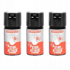 3 x Gaz pieprzowy Perfecta 40 ml Stop Attack Xtreme płyn stożek-